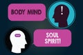 Conceptual hand writing showing Body Mind Soul Spirit. Business photo showcasing Healthy lifestyle emotional balance Royalty Free Stock Photo