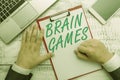 Conceptual hand writing showing Brain Games. Business photo text psychological tactic to analysisipulate or intimidate