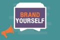 Conceptual hand writing showing Brand Yourself. Business photo showcasing Develop a unique professional identity Personal product Royalty Free Stock Photo