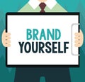 Conceptual hand writing showing Brand Yourself. Business photo showcasing Develop a unique professional identity Personal product Royalty Free Stock Photo