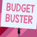 Conceptual hand writing showing Budget Buster. Business photo showcasing Carefree Spending Bargains Unnecessary