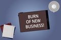 Conceptual hand writing showing Burn Of New Business. Business photo showcasing Amount of monthly cash money the company Royalty Free Stock Photo