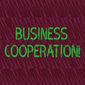 Conceptual hand writing showing Business Cooperation. Business photo showcasing businesses to work together for mutual