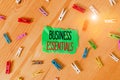 Conceptual hand writing showing Business Essentials. Business photo showcasing important key ideas to improve business