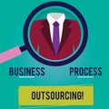 Conceptual hand writing showing Business Process Outsourcing. Business photo showcasing Contracting work to external