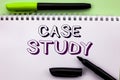Conceptual hand writing showing Case Study. Business photo showcasing Research Information Analysis Observe Learn Discuss Criteria Royalty Free Stock Photo