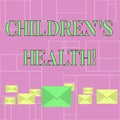 Conceptual hand writing showing Children S Is Health. Business photo showcasing kid condition of being free from illness