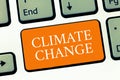 Conceptual hand writing showing Climate Change. Business photo text Increase in global average temperature Weather transformation