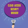Conceptual hand writing showing Cloud Access Security Broker. Business photo showcasing Safety business trading modern