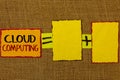 Conceptual hand writing showing Cloud Computing. Business photo showcasing Online Information Storage Virtual Media Data Server Te Royalty Free Stock Photo