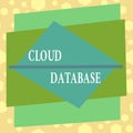 Conceptual hand writing showing Cloud Database. Business photo showcasing optimized or built for a virtualized computing