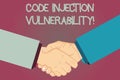 Conceptual hand writing showing Code Injection Vulnerability. Business photo text introduction of code into an
