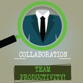 Conceptual hand writing showing Collaboration Team Productivity. Business photo text Set team goals for reaching common Royalty Free Stock Photo