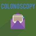 Conceptual hand writing showing Colonoscopy. Business photo text Endoscopic examination of the large bowel Colon diagnosis