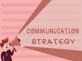 Conceptual hand writing showing Communication Strategy. Business photo showcasing Verbal Nonverbal or Visual Plans of