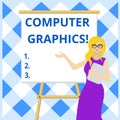 Conceptual hand writing showing Computer Graphics. Business photo showcasing visual representations of data displayed on