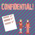 Conceptual hand writing showing Confidential. Business photo text Agreements between two parties are private and Royalty Free Stock Photo