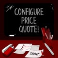 Conceptual hand writing showing Configure Price Quote. Business photo showcasing software use by companies for costing