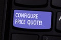 Conceptual hand writing showing Configure Price Quote. Business photo text software use by companies for costing the