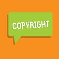 Conceptual hand writing showing Copyright. Business photo showcasing exclusive and assignable legal right given to Royalty Free Stock Photo