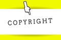 Conceptual hand writing showing Copyright. Business photo showcasing exclusive and assignable legal right given to Royalty Free Stock Photo