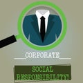 Conceptual hand writing showing Corporate Social Responsibility. Business photo text internal organizational policy or Royalty Free Stock Photo