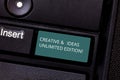 Conceptual hand writing showing Creative And Ideas Unlimited Edition. Business photo showcasing Bright thinking limitless