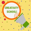 Conceptual hand writing showing Creativity School. Business photo showcasing students are able to use imagination and