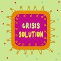 Conceptual hand writing showing Crisis Solution. Business photo showcasing process by which an organization deals with a