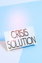 Conceptual hand writing showing Crisis Solution. Business photo showcasing process by which an organization deals with a Royalty Free Stock Photo