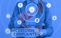 Conceptual hand writing showing Customer Complaints. Business photo text expression of dissatisfaction on a consumer s Royalty Free Stock Photo