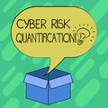 Conceptual hand writing showing Cyber Risk Quantification. Business photo showcasing maintain an acceptable level of