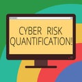 Conceptual hand writing showing Cyber Risk Quantification. Business photo showcasing maintain an acceptable level of