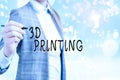 Conceptual hand writing showing 3D Printing. Business photo showcasing making a physical object from a threedimensional digital