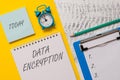 Conceptual hand writing showing Data Encryption. Business photo showcasing Symmetrickey algorithm for the encrypting Royalty Free Stock Photo