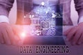 Conceptual hand writing showing Data Engineering. Business photo text data science that focuses on practical