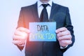 Conceptual hand writing showing Data Extraction. Business photo showcasing act or process of retrieving data out of data sources