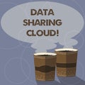 Conceptual hand writing showing Data Sharing Cloud. Business photo showcasing using internet technologies to share files Royalty Free Stock Photo