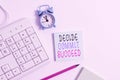 Conceptual hand writing showing Decide Commit Succeed. Business photo showcasing achieving goal comes in three steps Royalty Free Stock Photo