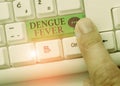 Conceptual hand writing showing Dengue Fever. Business photo showcasing infectious disease caused by a flavivirus or aedes