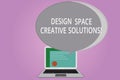Conceptual hand writing showing Design Space Creative Solutions. Business photo showcasing Creativity innovative ideas inventions