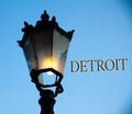 Conceptual hand writing showing Detroit. Business photo text City in the United States of America Capital of Michigan Motown Light