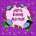 Conceptual hand writing showing Digital Banking Services. Business photo showcasing Digitization of all the outmoded banking