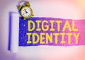 Conceptual hand writing showing Digital Identity. Business photo text information on entity used by computer to represent agent