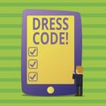 Conceptual hand writing showing Dress Code. Business photo text Rules of what you can wear and not to school or an event