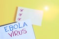 Conceptual hand writing showing Ebola Virus. Business photo text a viral hemorrhagic fever of huanalysiss and other primates Empty