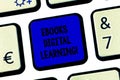 Conceptual hand writing showing Ebooks Digital Learning. Business photo text book publication made available in digital