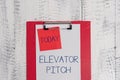 Conceptual hand writing showing Elevator Pitch. Business photo text A persuasive sales pitch Brief speech about the