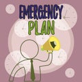 Conceptual hand writing showing Emergency Plan. Business photo showcasing procedures for handling sudden or unexpected situations