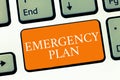 Conceptual hand writing showing Emergency Plan. Business photo text Procedures for response to major emergencies Be Royalty Free Stock Photo